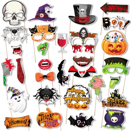 Nenluny 30pcs Halloween Photo Booth Props Halloween Party Photobooth Kit Halloween Selfie Requisiten für Halloween Photo Booth Dekorationen von Nenluny