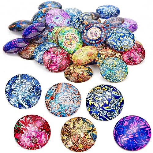 100 Stk Muggelsteine Bunt Kinder Groß 25mm Glasnuggets Glassteine Mosaiksteine zum Basteln Glückssteine Edelsteine Glasbausteine Dekosteine Schmucksteine Cabochons für DIY Anhänger (Blumenserie) von Nenull