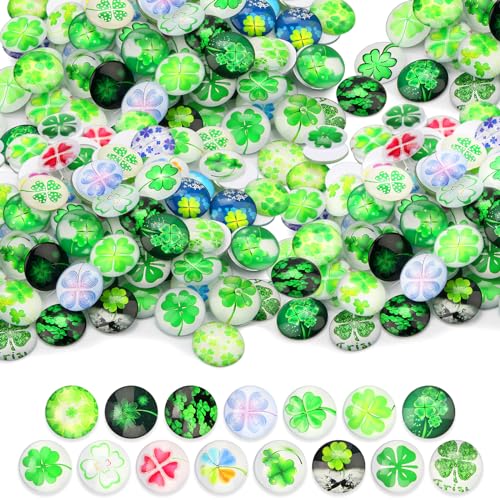 100 Stk Vierblättriges Kleeblatt Bunte Muggelsteine Bunt Kinder 12mm Glasnuggets Glassteine Mosaiksteine zum Basteln Glückssteine Edelsteine Deko Schmucksteine Cabochons für DIY Anhänger Armbänder von Nenull