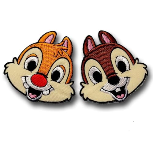 NeoRich 2 Stück Chip and Dale-Streifenhörnchen-Aufnäher, bestickt, zum Aufbügeln, Cartoon-Animation von NeoRich