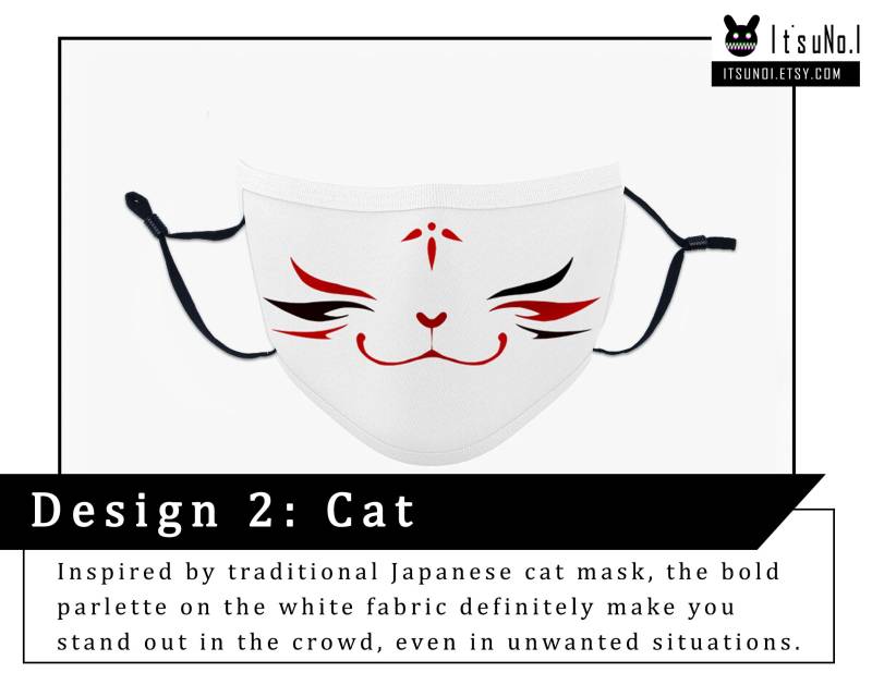 Original Design Gesichtsmaske Mit Carbon Aktiv Filter Oriental Anime Japanisch Inspirierte Kunst Masken Fuchs Kitsune Oni Maske Gesichtsbedeckung von NeonxBaby