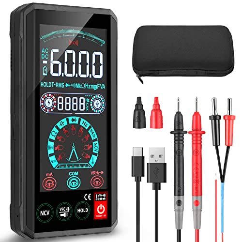 Neoteck Digital Multimeter Wiederaufladbare 6000 Zählungen mit Touchscreen Smart Multimeter NCV TRMS-Messgerät Messen Spannung Strom Widerstand Kapazität Temperatur von Neoteck