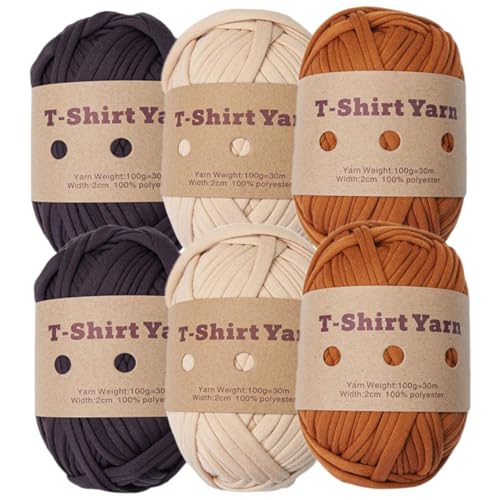 Häkelgarn-Webengarn Häkelgewinde 6pcs dickes Strickgarn Set 33 Yards T-Shirt Garn 100 g elastisches klobiges Garn für Taschen werfen Decken Häkelstärke Hausdekoration Häuserdekoration von Neroyaner