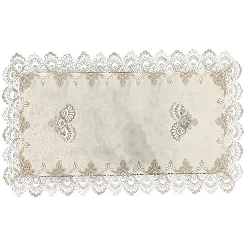 Spitzentischdecke 50,8x101,6 cm quadratische Tischdecke ausgehöhlte Blumenstickerei kleine Tischdecke staubdicht und waschbar Tischdecke für Hochzeit Party Zuhause von Neroyaner