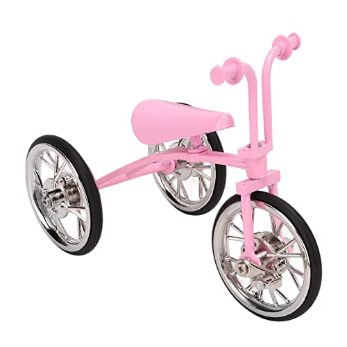 NestNiche Rosafarbenes Spielzeug-Dreirad-Modell, Mini-Retro-Stil aus Legierung, klassisches Fahrrad-Spielzeug, Dreirad-Ornament, verschleißfestes DIY-Spielzeug, Dreirad-Ornament, kreative von NestNiche