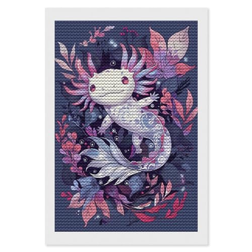 Nestaura Salamander Axolotl Diamant-Malset, 5D-Diamantkunst zum Selbermachen, mit abgerundeten Diamanten, für Wanddekoration und Geschenke (20 x 30 cm) von Nestaura