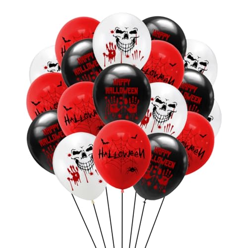 Halloween Deko Luftballons, 19pcs 12 Zoll 3 Stile Schwarz Rot Weiß Halloween Party Ballons mit Schädel Blut Spinne Halloween Muster, Halloween Party Horror Dekoration Halloween Fun Party Dekorationen von Netnology