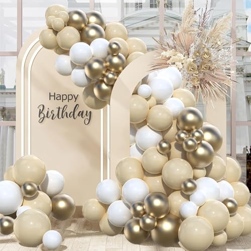 Luftballon Girlande Beige Weiß Gold, 102pcs Creme Beige Gold Ballon Geburtstag Girlande, Sand Weiß Champagner Gold Luftballon Hochzeit Deko für Babyparty Geburtstag Verlobung Abschlussfeie Jahrestag von Netnology