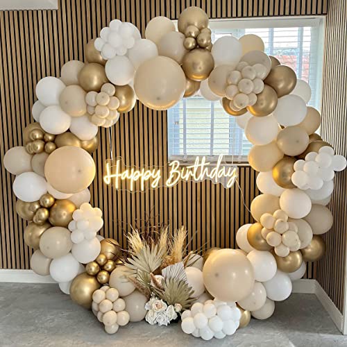 Weißgold Luftballons Bogen Kit, 185 Stück Weißsand Gold Ballon Girlande mit Nude Ballons für Boho Hochzeit, Geburtstag Party Dekoration, Babyparty, Geschlecht Reveal Party Hintergrund Dekoration von Netnology