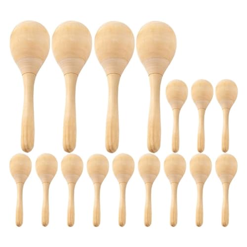 Netoches 12 Stück Maracas aus unbehandeltem Holz, Rumba, Shaker, Rassel, Orff, Musikinstrument, für Erwachsene, Kinder von Netoches