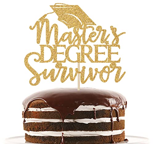 Masters Graduation Dekorationen 2022, Master's Degree Survivor Cake Topper, Congrats Masters Decor, Master Grade Cake Topper - Master Graduation Party Dekorationen Gold Glitter von Nettuao