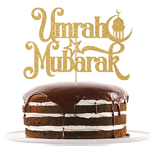 Gold Glitter Umrah Mubarak Cake Topper Eid Ramadan Mubarak Kuchen Dekorationen Muslimischer Islam Eid al-Fitr Party Dekorationen von Nettuao