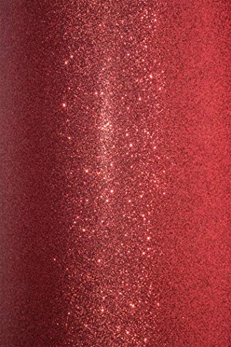 25 x Rot Glitzer Karton DIN A4 210×297 mm 210g Aster Glitter Rot Karton Effekt-Karton mit Glitzer Dekorationskarton irisierend Bastel-Karton mit Glitter für glitzernde Kunstwerke von Netuno