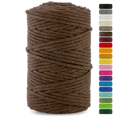 Netuno 1x Makramee Garn Braun 3 mm 100 m Baumwollkordel mit Baumwollkern Bastel-Garn Makramee Naturbaumwolle Baumwollgarn Bastelschnur Baumwollfaden Makramee Schnur Garn Makramee Baumwollkordel von Netuno