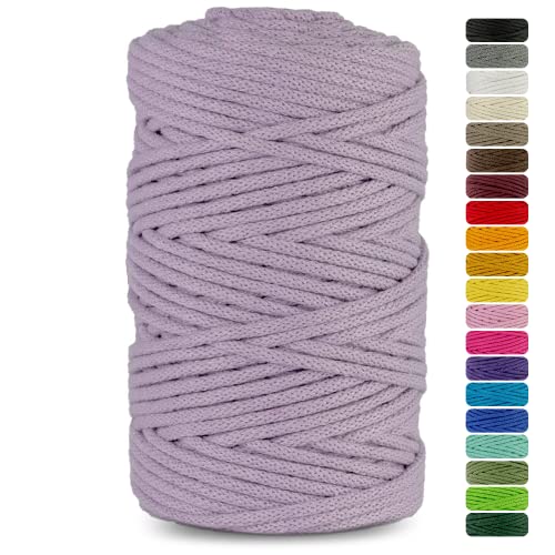 Netuno 1x Makramee-Garn Lila 3 mm 100 m Baumwollkordel mit Baumwollkern Bastel-Garn Makramee Naturbaumwolle Baumwollgarn Bastelschnur Baumwollschnur Kordel Makramee farbig Macrame Cotton Cord von Netuno