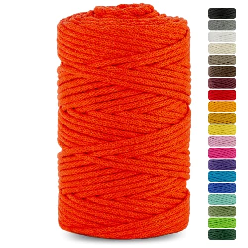 Netuno 1x Makramee Garn Orange 3 mm 100 m Baumwollkordel mit Baumwollkern Bastel-Garn Makramee Naturbaumwolle Baumwollgarn Bastelschnur Baumwollfaden Makramee Schnur Garn Makramee Baumwollkordel von Netuno