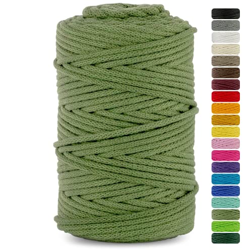 Netuno 1x Makramee Garn Pistaziengrün 5 mm 100 m Baumwollkordel mit Baumwollkern Textilgarn Kordelband Naturgarn Naturbaumwolle Garn für Makramee Baumwollgarn Dekoschnur Cotton Cord Macrame von Netuno