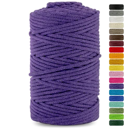 Netuno 1x Makramee Garn Violett 5 mm 100 m Baumwollkordel mit Baumwollkern Textilgarn Kordelband Naturgarn Naturbaumwolle Garn für Makramee Baumwollgarn Dekoschnur farbig Cotton Cord Macrame von Netuno