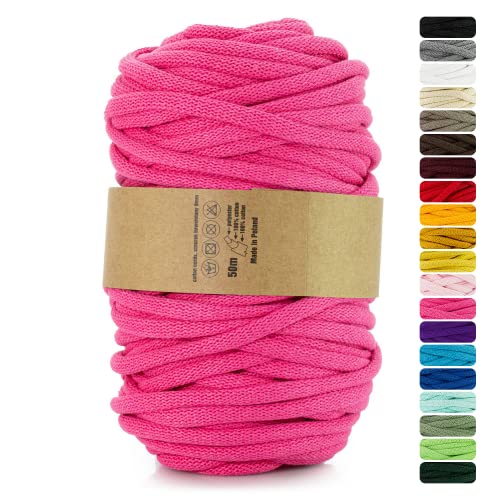 Netuno 1x Makramee-Garn Fuchsia 9 mm 50 m Baumwollkordel mit Polyesterkern Kordel aus Baumwolle Kordelband Naturkordel Baumwollgarn für Makramee Garn dick Kordel Makramee farbig Cotton Cord von Netuno