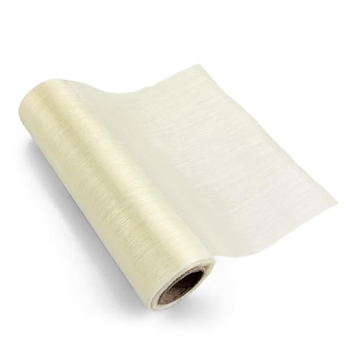 Netuno 1 Rolle Organza-Stoff Hell-Creme 16 cm x 9 m Dekostoff halb-transparent für Hochzeit Party Tischdeko Tischläufer Vorhänge Schals Kostüme Organza zum dekorieren basteln Stoff-Deko Organza Tuch von Netuno