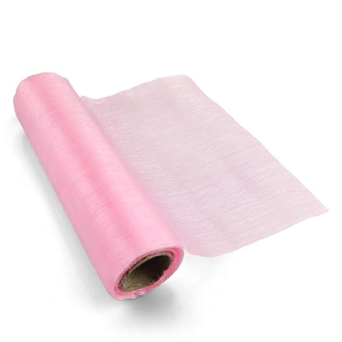 Netuno 1 Rolle Organza-Stoff Hell-Rosa 16 cm x 9 m Dekostoff halb-transparent für Hochzeit Party Tischdeko Tischläufer Vorhänge Schals Kostüme Organza zum dekorieren basteln Stoff-Deko Organza Tuch von Netuno