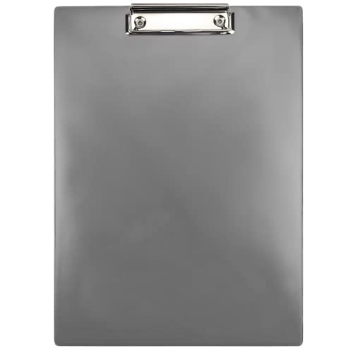 Netuno 1 Stück Klemmbrett A4 mit Clip Grau Schreibbrett mit Metallklemme Hartplatte Kunststoff Schreibmappe Schreibblock Clipboard DIN A4 Dokumentenhalter Schreibplatte mit Bügelklemme von Netuno