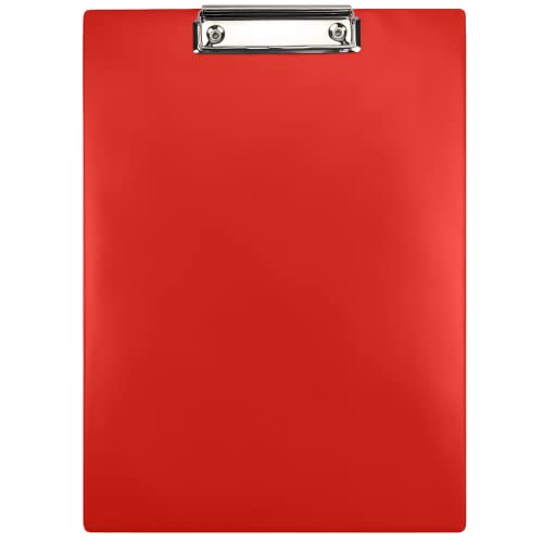 Netuno 1 Stück Klemmbrett A4 mit Clip Rot Schreibbrett mit Metallklemme Hartplatte Kunststoff Schreibmappe Schreibblock Clipboard DIN A4 Dokumentenhalter Schreibplatte mit Bügelklemme von Netuno