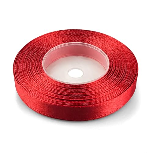 Netuno 1x Satinband Dunkelrot 12 mm x 32 m Schleifenband bunt Geschenkband farbig Dekoband Stoffband Satinrolle Satinbänder rote Schleife Geschenk Verpacken Dekoration Satinband Rolle red ribbon silk von Netuno