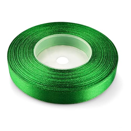 Netuno 1x Satinband Grasgrün 12 mm x 32 m Schleifenband bunt Geschenkband farbig Dekoband Stoffband Satinrolle Satinbänder Schleife Geschenk Verpacken Dekoration Satinband Rolle ribbon silk von Netuno