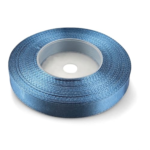 Netuno 1x Satinband Schmutzblau 12 mm x 32 m Schleifenbänder bunt Geschenkbänder Dekobänder Stoff Geschenk Schleife Satinrolle Polyester Soffbänder Schmuck Bänder farbig silk ribbon von Netuno