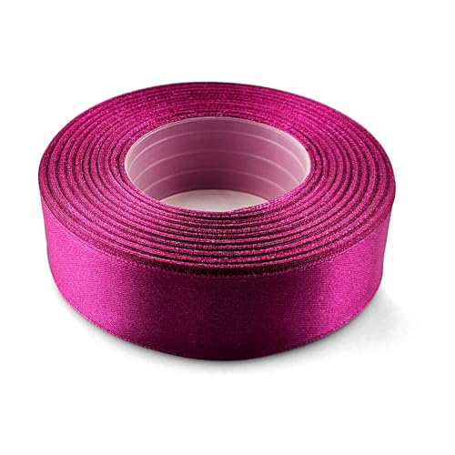 Netuno 1x Satinband Fuchsia 25 mm x 32 m rotes Geschenkband Hochzeit Deko Stoffband Schleifen farbig zum Verpacken Dekoration Geschenke Schleifenband bunt Schleifenbänder Satinbänder silk ribbon von Netuno