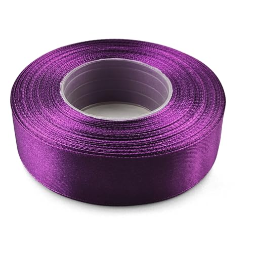 Netuno 1x Satinband Dunkelviolett 25 mm x 32 m Schleifenbänder bunt Geschenkbänder farbig Dekobänder Stoff Geschenk Schleife Satinrolle Polyester Soffbänder Schmuck Bänder farbig silk ribbon von Netuno