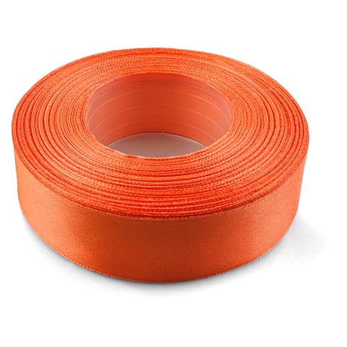 Netuno 1x Satinband Intensivorange 25 mm x 32 m Schleifenband Geschenkband Dekoband Stoffband bunt Satinrolle farbig Bänder zum Basteln für Hochzeit Taufe Geburtstag Weihnachten Ostern Geschenk von Netuno