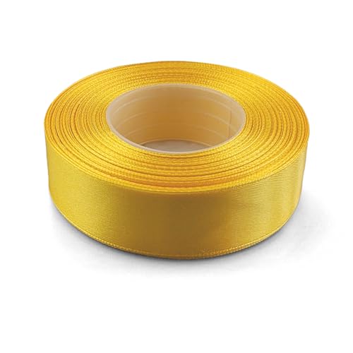 Netuno 1x Satinband Sonnengelb 25 mm x 32 m Schleifenband Geschenkband Dekoband Stoffband bunt Satinrolle farbig Bänder zum Dekorieren für Hochzeit Taufe Geburtstag Weihnachten Ostern Geschenk von Netuno