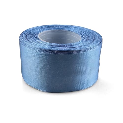 Netuno 1x Satinband Blau 50 mm x 32 m blaues Geschenkband Schleifenband farbig Dekoband Stoffband Satinrolle Satinbänder blaue Schleife Geschenk Verpacken Dekoration Satinband Rolle blu ribbon silk von Netuno