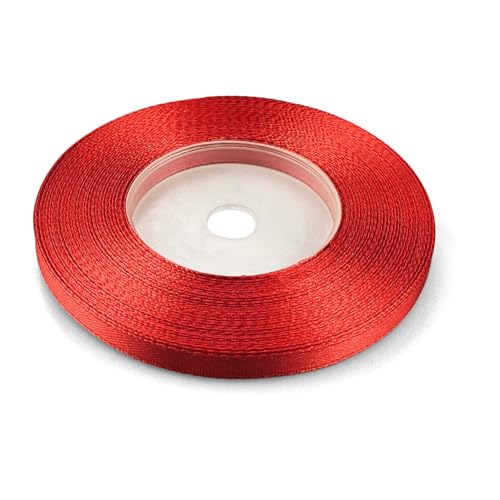 Netuno 1x Satinband Rot 6 mm x 32 m rotes Schleifenband Geschenkband Rot Dekoband Stoffband Satinrolle Satinbänder rote Schleife Geschenk Verpacken Dekoration Satinband Rolle red ribbon silk von Netuno