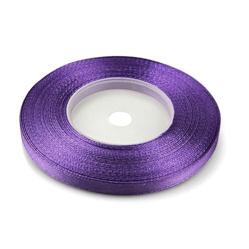 Netuno 1x Satinband Dunkellavendel 6 mm x 32 m Schleifenbänder bunt Geschenkbänder farbig Dekobänder Stoff Geschenk Schleife Satinrolle Polyester Soffbänder Schmuck Bänder farbig silk ribbon von Netuno