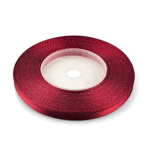 Netuno 1x Satinband Bordeaux hell 6 mm x 32 m Geschenkband Hochzeit Deko Stoffband Schleifen farbig zum Verpacken Dekoration Geschenke Schleifenband bunt Schleifenbänder Satinbänder silk ribbon von Netuno