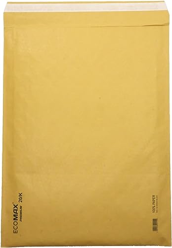 Netuno 10 Luftpolster-Versandtaschen Braun K/20 370x 480 mm Ecomax Polstertaschen Versand 100% Papier Umschläge gepolstert Schutzversandtaschen Verpackung Öko umweltfreundliche Versandtaschen von Netuno