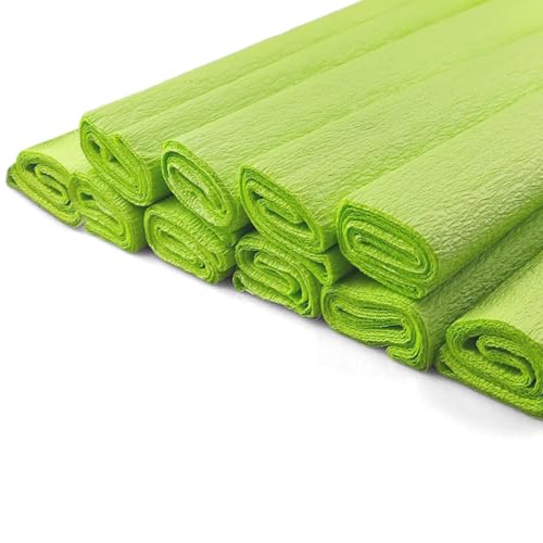 Netuno 10 Rollen Krepp-Papier Pastell-Limettengrün 200 x 50 cm Bastelpapier Krepppapier zum Basteln Bastelkrepp deko krepp Rollen Pastell crepe paper lime green von Netuno