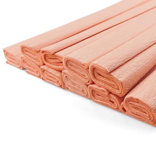 Netuno 10 Rollen Krepp-Papier Pastell-Pfirsich 200 x 50 cm Bastelpapier Krepppapier zum Basteln Hellorange Bastelkrepp deko krepp Rollen Pastell crepe paper orange von Netuno