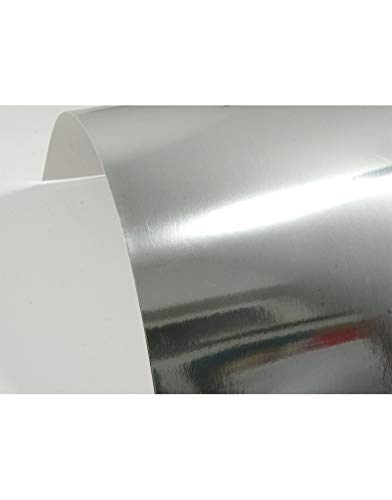 Netuno 10x Spiegelkarton Silber einseitig bedruckt DIN A5 148 x 210 mm 300g Mirror Silver Spiegel-Papier Silber für Bastelarbeiten Kartengestaltung Glanzpapier Silber silver mirror cardstock von Netuno