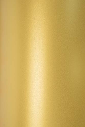 Netuno 100x Bastel-Karton Perlmutt-Gold DIN A4 210x 297 mm 230g Sirio Pearl Aurum Perlglanz-Karton Gold glänzend doppelseitig schimmernd Metallic-Effekt Glanz-Karton Perlmutt-Karton zum Basteln von Netuno