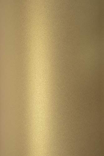 Netuno 100x Feinpapier Perlmutt-Hell-Gold DIN A4 210x 297 mm 125g Sirio Pearl Gold Bastelpapier irisierend hochwertig mit Metallic-Effekt für Inkjet und Laser Drucker Hochzeits-Einladungen von Netuno