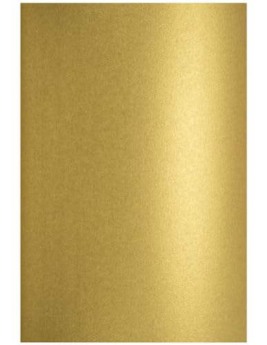 Netuno 100x Perlmuttkarton Sand-Gold DIN A4 210 x 297 mm 300g Curious Metallics Super Gold Bastelkarton Effektkarton Gold a4 für Hochzeit Geburtstag Taufe Weihnachten goldenes Papier zum basteln von Netuno