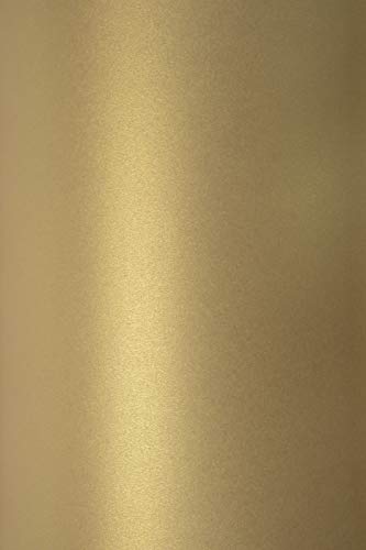 Netuno 10x Bastelkarton Perlmutt-Altgold DIN A4 210x 297 mm 300g Sirio Pearl Gold Perlglanz-Karton Metallic-Effekt Perlmutt-Karton Gold glänzend für Hochzeits-Einladungen Geburtstags-Einladungen von Netuno