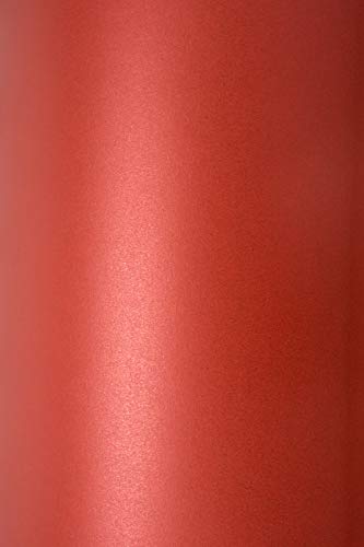 Netuno 100x Feinkarton Perlmutt- Rot DIN A5 148x 210 mm 300g Sirio Pearl Red Fever Glanz Karton doppelseitig schimmernd Perlglanz Metallic-Effekt Perlmuttglanz-Karton edel von Netuno