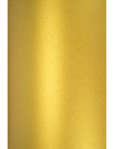 Netuno 10x Bastelpapier Perlmutt-Gold DIN A5 14,8 x 21 cm 120g Aster Metallic Cherish Effekt-Papier schimmernd glänzend bedruckbar goldenes Kartonpapier farbig zum Basteln Perlmuttpapier von Netuno