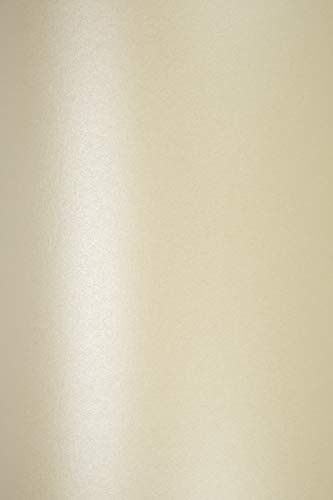 Netuno 10x Perlmutt-Creme Bastelkarton DIN A5 210 x 148 mm 250g Majestic Candelight Cream Perlglanz-Karton Metallic-Effekt cremefarben für Hochzeit Geburtstag Taufe Erstkommunion von Netuno