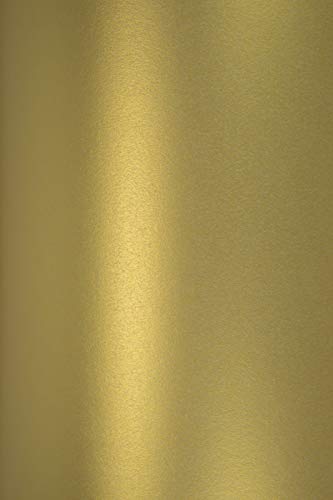 Netuno 10x Perlmutt-Echtgold Bastelpapier DIN A5 210 x 148 mm 120g Majestic Real Gold Glanzpapier Perlmutt metallic Effekt-Papier Perlglanz zum Basteln für Hochzeit Geburtstag Weihnachten von Netuno